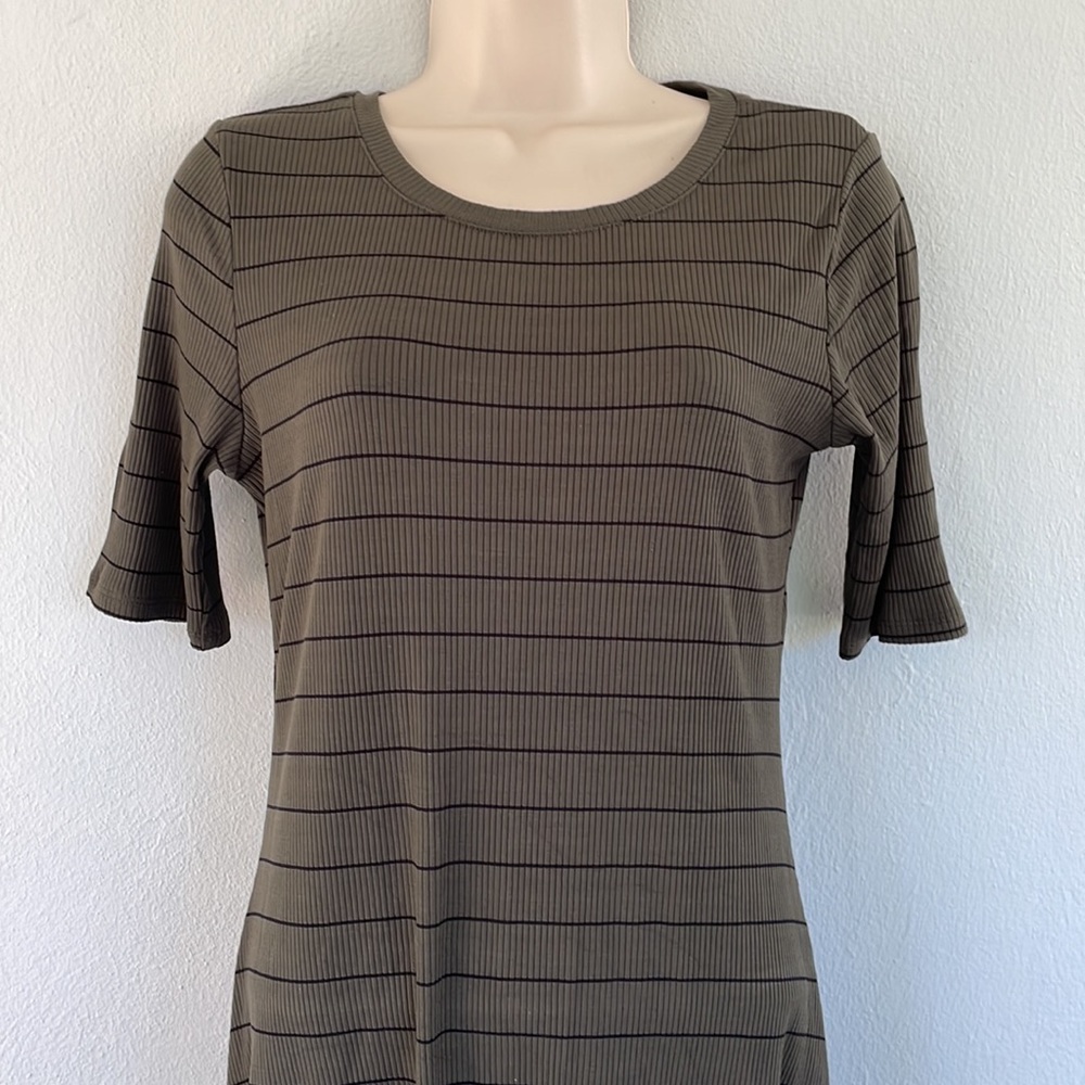 Old Navy green striped ribbed stretch casual dress size medium - Picture 3 of 8